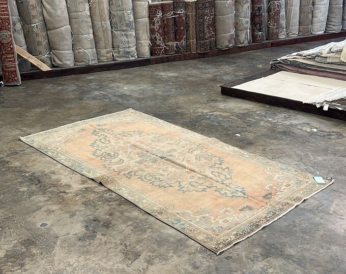 5x8 ft, anatolian rug, turkish rug, handmade rugs, washale oushak kitchen rug,pattern area rug, turkish faded area rug, oriental rug,