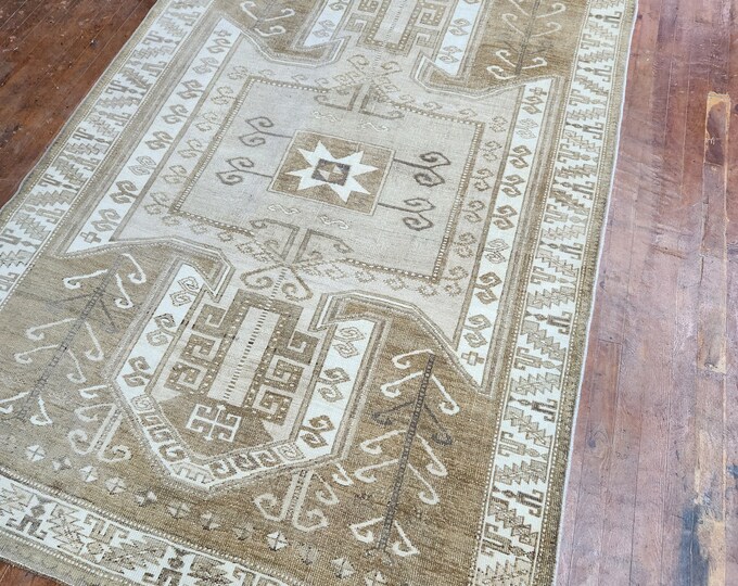 5.7x9.7 feet turkish Kars Village handmade area rug, handmade faded rug,natural color area rug