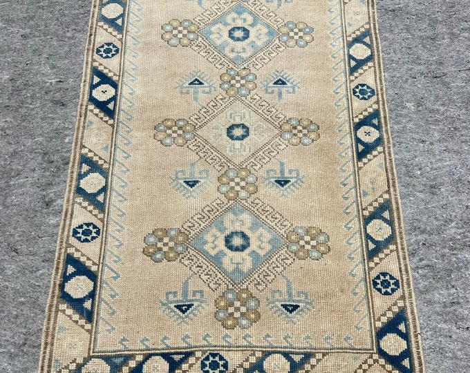 3x4 turkish blue colors handmade rug, wash rugs, oushak faded rugs, oriental area rugs, Accent kitchen rugs, anatolian small rug,