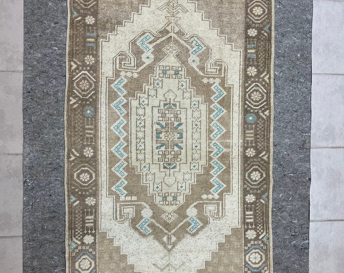 3X5.4 turkish green colors handmade rug, wash rugs, oushak faded rugs, oriental area rugs, Accent kitchen rugs, anatolian small rug,