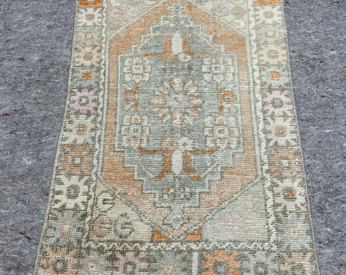 2x4mini area rug,orange,gray, oushak area rug, anotolia area rug, bedroom area rug, kitchen area rug, entry way area rug, handmade area rug