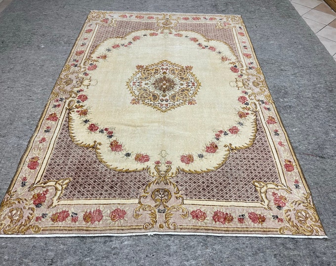 6x9 turkish area rug, oushak area rug, anotolia area rug, kitchen area rug, handmade area rug, bedroom area rug, entry way area rug