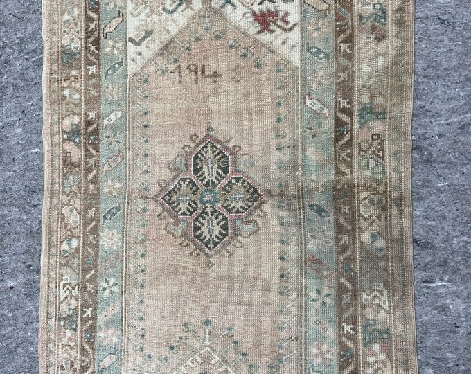 2x4mini area rug, brown, gray,oushak area rug, anotolia area rug, bedroom area rug, kitchen area rug, entry way area rug, handmade area rug