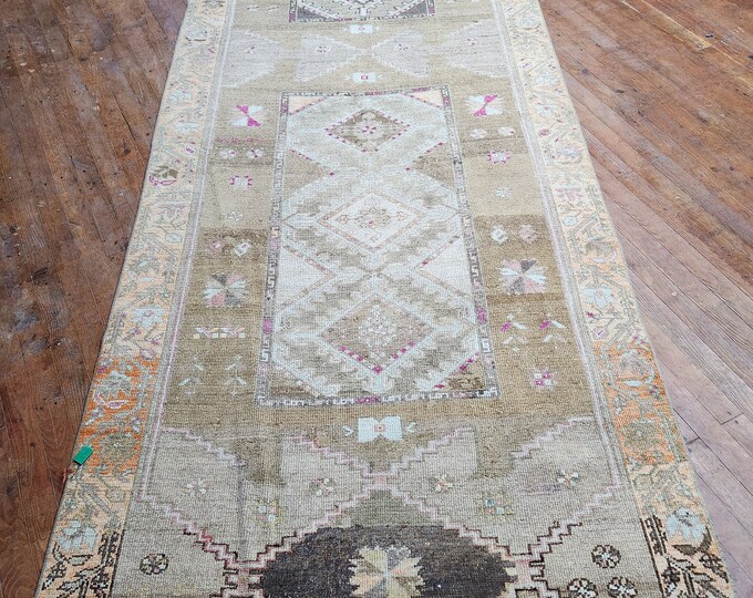 4x13 feet rugs . turkish kars village runner rug. anatolian village runner rug.