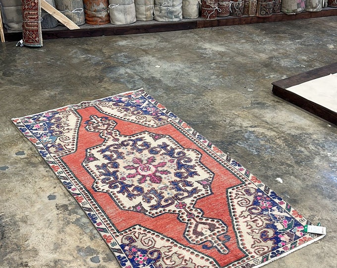 Rainbow rug, 3x7 FT rug, anatolian rug, village rug, modern handmade rug, natural oushak area rug, washale turkish rug, oriental rug,
