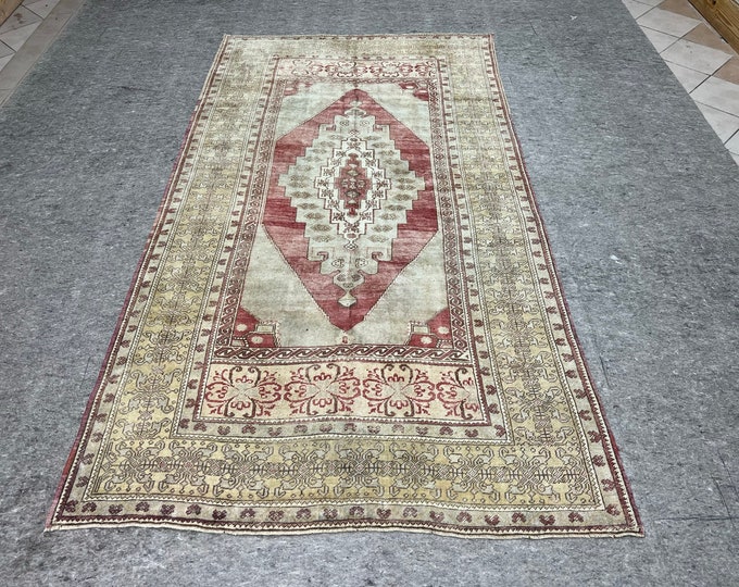 5.5x10.1 turkish rug ,handmade rug, wash  rugs, oushak faded rugs, oriental area rugs, Accent kitchen rugs, anatolian small rug,