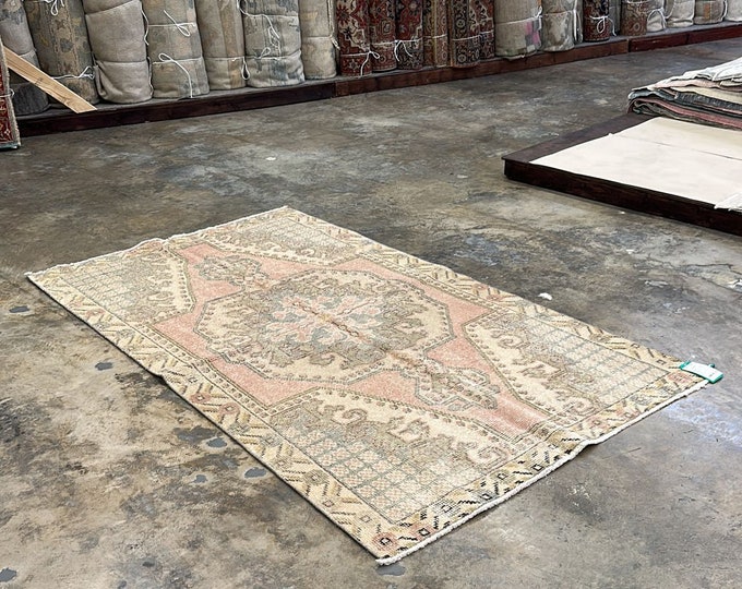 5x8 feet rug, turkish handmade rug, anatolian rug, harmony orange and beige, office and small area perfectly view