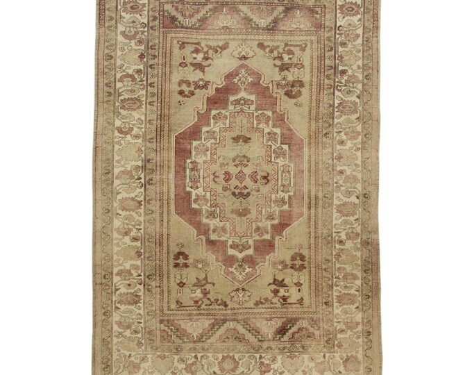 Handwoven Turkish Wool Rug: Vintage Anatolian Design, 5.8 x 8.5 ft