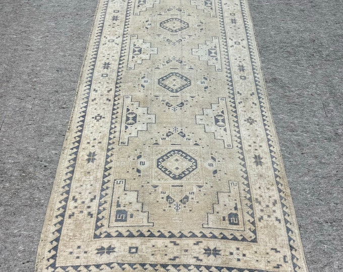 3.5x10.4 turkish beige colors handmade rug, wash  rugs, oushak faded rugs, oriental area rugs, Accent kitchen rugs, anatolian runner rug,