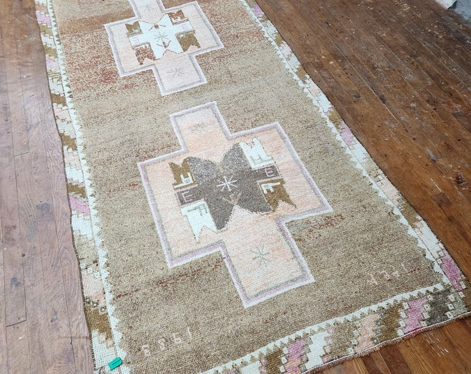 4x10 runner rug, Turkish runner rug, oushak runner rug, anotolia runner rug, kitchen runner rug, entry way runner rug, handmade runner rug