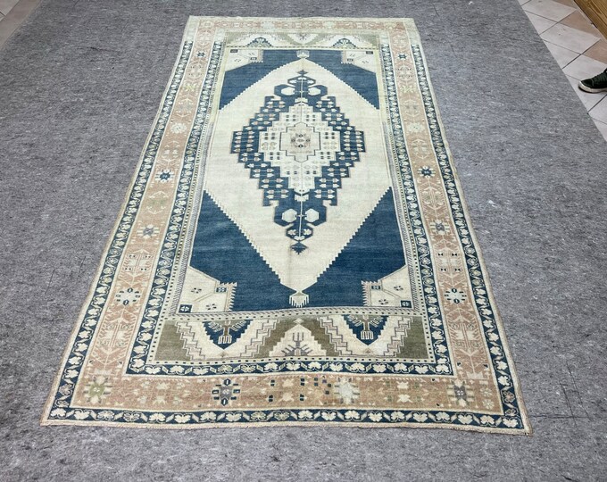 5.4x9.10 turkish rug,handmade rug, wash  rugs, oushak faded rugs, oriental area rugs, Accent kitchen rugs, anatolian small rug,