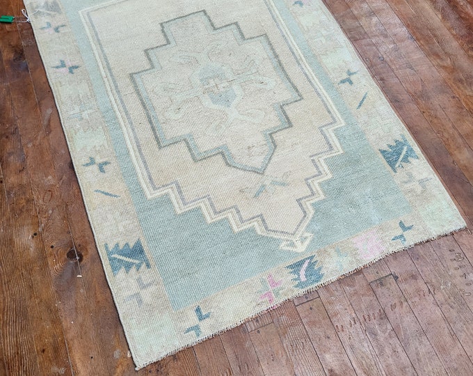 3x4 mini area rug, turkish area rug, bedroom area rug, oushak area rug, kitchen area rug, handmade area rug,entry way area rug
