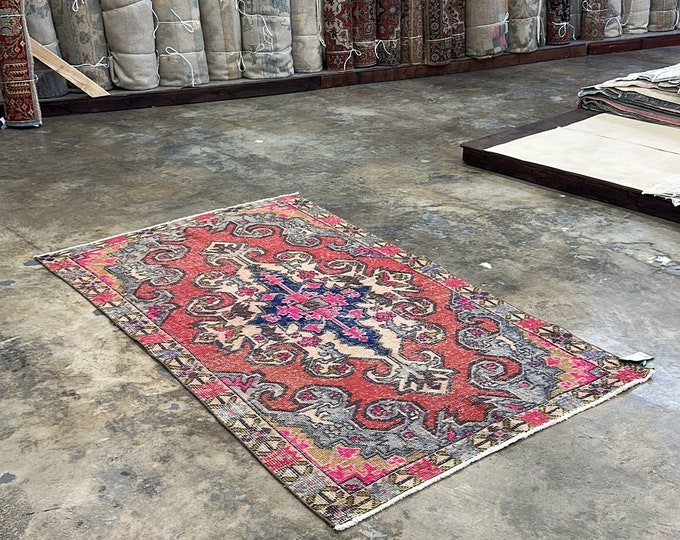 Saloon rug, 5x7 ft rug, kidsroom rug, handmade rug, washale rug, turkish faded kitchen rug, oushak kitchen rug, oushak floor rug, area rug