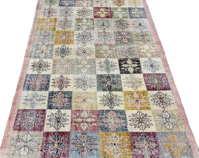 Turkish Bohemian Rug – Unique Kilim Patterns, 6x9 ft – Rustic & Chic , Rainbow, Color, Boxes