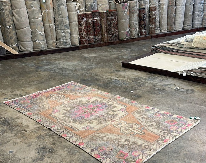 5x7 ft, handmade turkish rugs, rainbow color rugs, oushak rugs, anatolian rugs , village rugs, office rug, terrace rug, natural rug