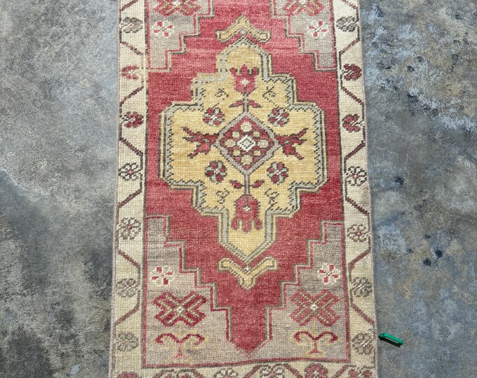 18x34turkish doormat rug, oushak doormat rug, anotolia doormat rug, kitchen doormat rug, bedroom doormat rug, entry way doormat rug