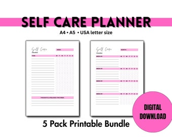 Selfcare Checklist, Purple Self-Care Planner, Printable Planner, Selfcare Journal Tracker, Digital journal, book journal, self care journal