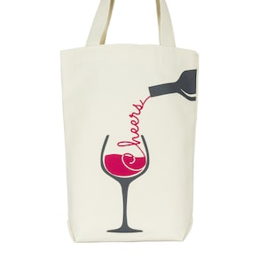 Cheers Double Wine Bag with Separator for Bottles, Cheers Wine Bag, Wine Gift Bag, Wine Tote Bag, Wedding Gift Bag, Housewarming Gift, Party