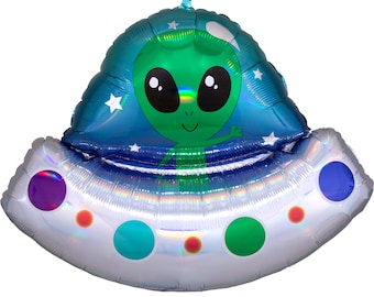 Alien Spaceship Balloon 28", Alien Balloon, Outer Space Balloon, Space Party Balloon, Astronaut Balloon, Rocket Balloon, Space Birthday