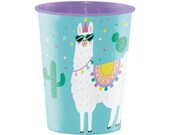 16 oz Plastic Llama Cup, Llama Party, Llama Decor, Llama Birthday, Llama Baby Shower, Alpaca Party, Fiesta Party, Llama Themed, Cactus Cup