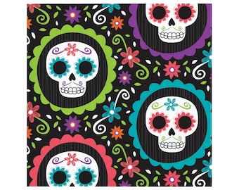 Wakauto 20 Sheets Sugar Skull Day of The Dead Party Napkins Set Napkins Skull Pattern Creative Halloween Disposble Printing Party Supplies Paper Napkins Tissues for Home Bar