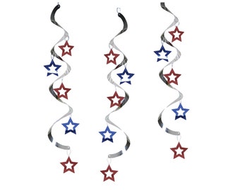 3 Patriotic Stars Decorations, Independence Day, 4th of July Party, Red White and Blue, Stars and Stripes, American Flag, USA Birthday Party