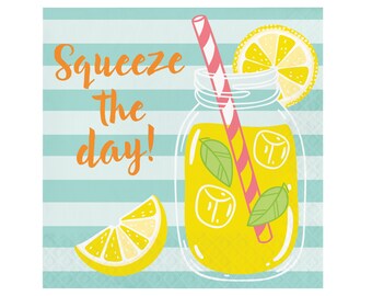 16 Large Lemonade Napkins, Fruit Party, Citrus Party, Fruit Decor, Summer Party, Lemon Napkins, Fruit Themed Party, Fruit Birthday Party
