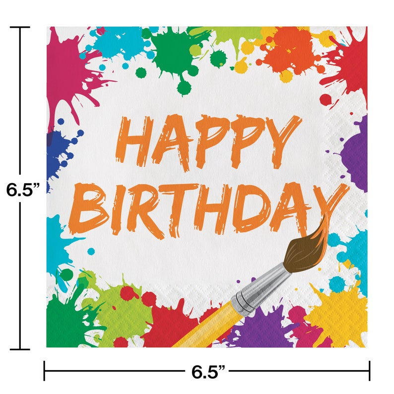 Art Party Birthday Napkins Paint Party Napkins Paint Etsy