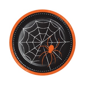 8 Halloween Spider Plate 9&quot;, Trick or Treat, Halloween Plate, Halloween Party, Halloween Tableware, Halloween Decor, Cobwebs