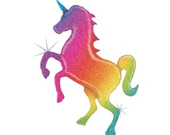 Glitter Rainbow Unicorn Balloon 54", Unicorn Birthday, Unicorn Party, Baby Shower Balloon, Unicorn Decor, Unicorn Balloons, Unicorn Horn