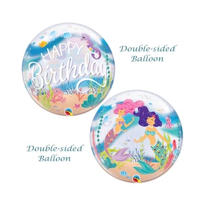 Round Happy Birthday Mermaid Balloon Foil Mylar 22&quot;, Birthday Party, Mermaid Party, Mermaid Decorations, Mermaid Birthday, Beach Party