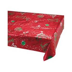 Christmas Plastic Tablecloth, Christmas Party, Holiday Party, Christmas Table Cover, Christmas Decoration, Happy Holidays, Christmas Trees