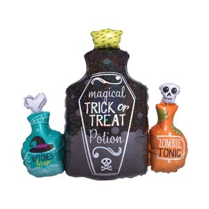 Trick or Treat Potion Balloon 28&quot;, Halloween Balloon, Potion Bottle Balloons, Halloween Decoration, Halloween Party, Witch&#39;s Brew Balloon