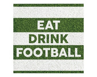 16 Small Eat Drink Football Napkin, Tailgate Party Napkins, Football Decor, Football Birthday, Kick Off Time, Touch Down Napkin