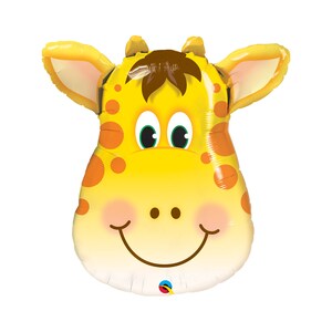 Giraffe Balloon Foil Mylar 32&quot;, Jungle Party, Safari Party, Zoo Animal, Circus Giraffe, Smiling Giraffe, Birthday Party, Animal Balloon