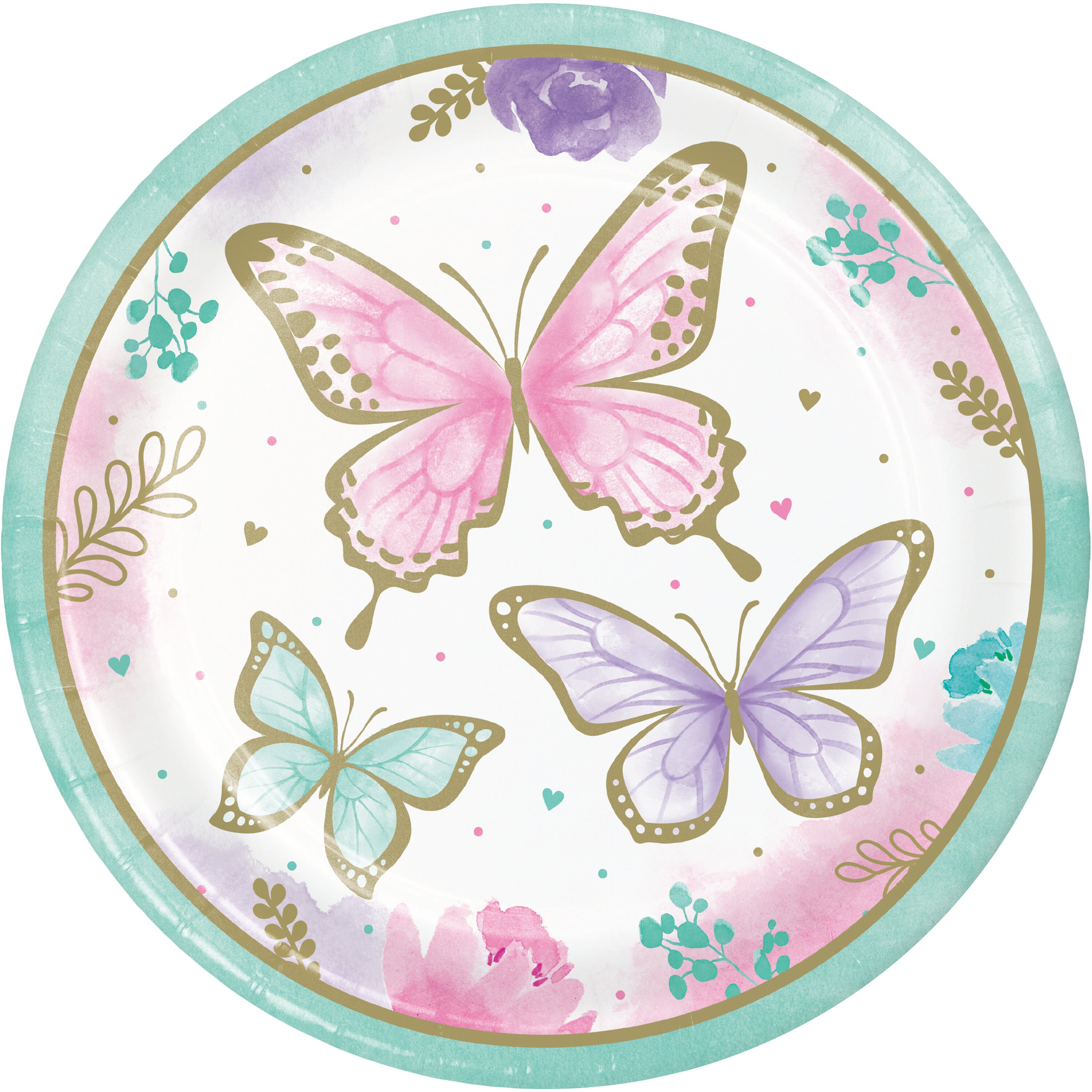 HIPVVILD Butterfly Party Supplies - Plates, Napkins, Forks, Tablecloth Set For 24, Purple Hydrangea Theme - View #9