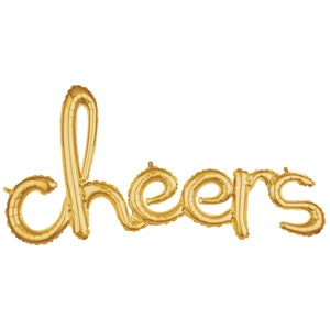 Gold Cheers Script Balloon 40&quot;, Cheers Letter Balloon, Champagne Balloon, Wedding Balloon, Birthday Balloon, Bachelorette Balloon, Bridal
