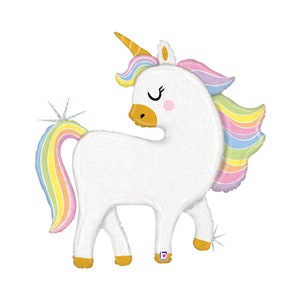 Glitter Pastel Rainbow Unicorn Balloon 48&quot;, Baby Shower Balloon, Rainbow Birthday Party, Rainbow Balloons, Unicorn Party, Princess Party