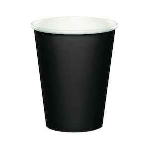 24 Black Paper Cups 9 oz, Halloween Party Cups, Halloween Decorations, Black Tableware, Halloween Cups, Halloween Tableware, All Black Cups