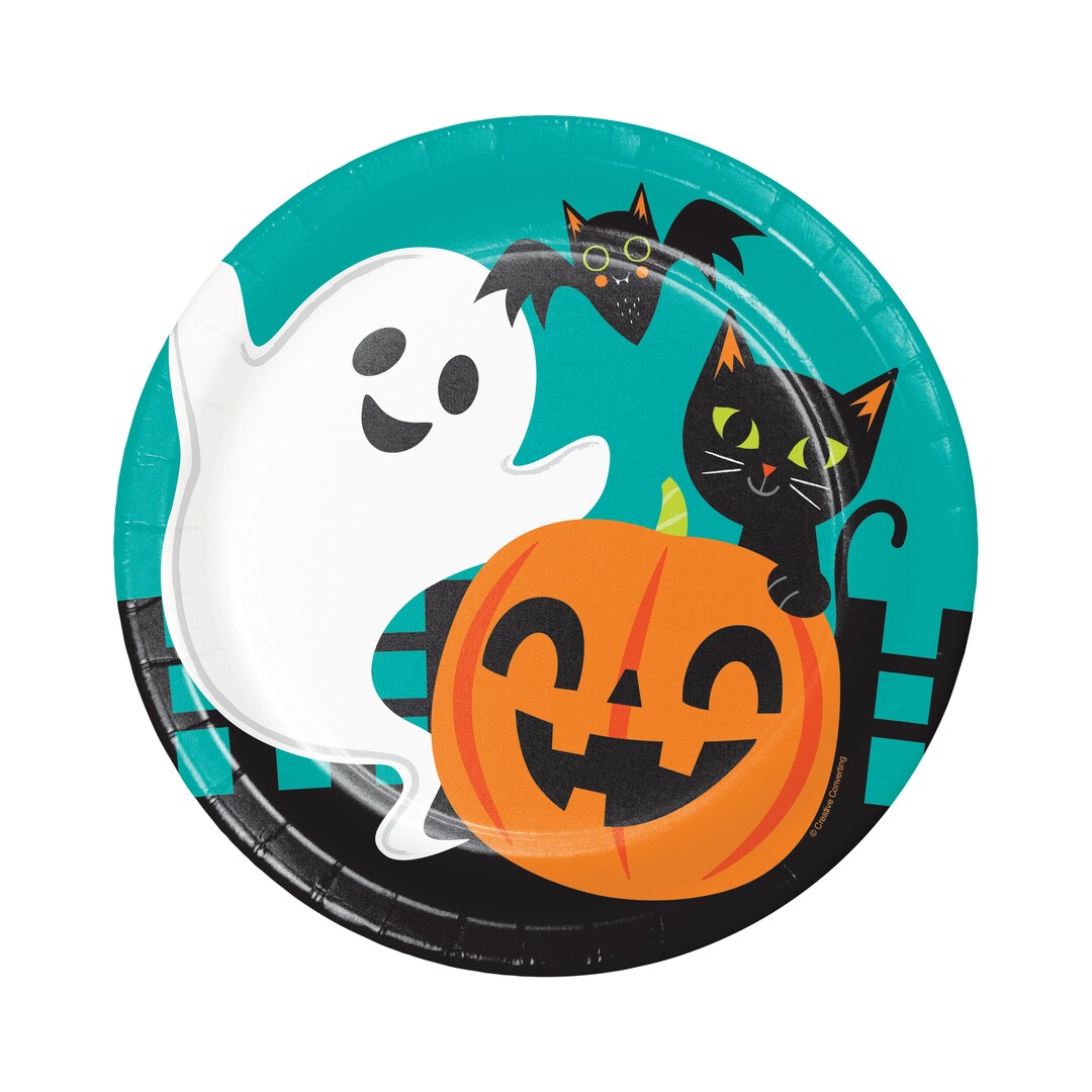 8 Halloween Plates 9, Halloween Decor, Jack O Lanterns, Halloween Bat