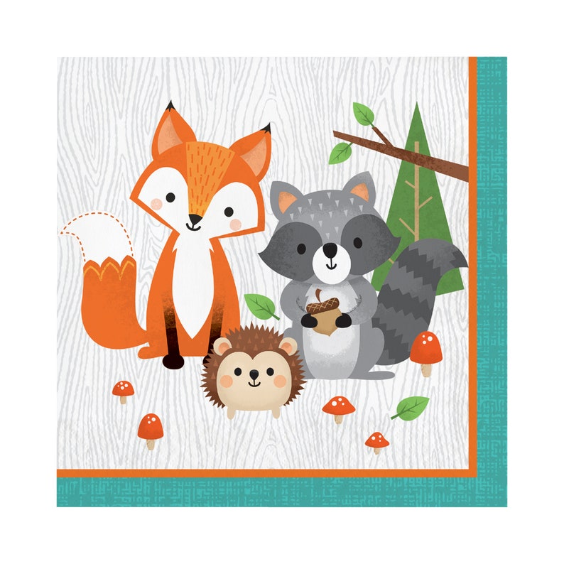 Woodland Napkins Wild One Napkins Forest Animal Napkins Etsy