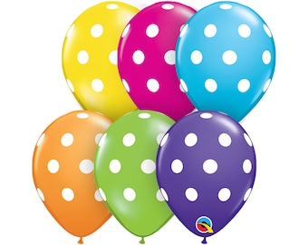 Ten Big Polka Dots Balloons 5", Baby Shower Balloons, Birthday Balloons, Bridal Party Balloons, Kids Balloons, Polka Dot Birthday