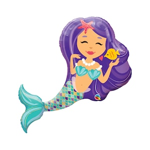 Jumbo Mermaid Balloon 38&quot;, Mermaid Decoration, Baby Shower, Mermaid Birthday, Little Mermaid Party, Fish Balloons, Beach Party, Luau Party