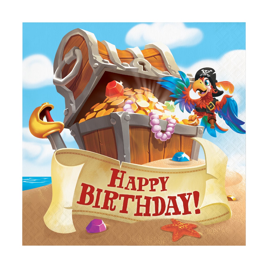 Happy Birthday Pirate Napkins Pirate Birthday Skull And Etsy