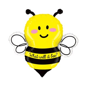 Bee Balloon Foil Mylar 34&quot;, Baby Shower Balloon, Bumble Bee, What Will It Bee, Beehive, Yellow and Black, Birthday Bee, Gender Reveal Party