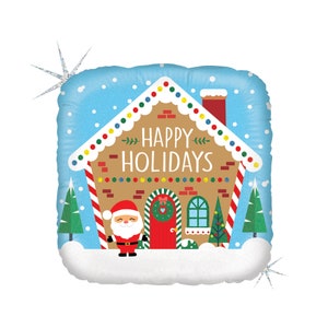 Happy Holidays Santa Gingerbread Balloon 18&quot;, Christmas Balloons, Christmas Party, Christmas Decorations, Office Christmas Party, Snowman