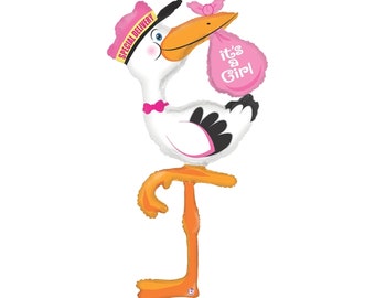 Bundle Of Joy Stork It's A Girl Foil Balloon 23 x 32in main image 1