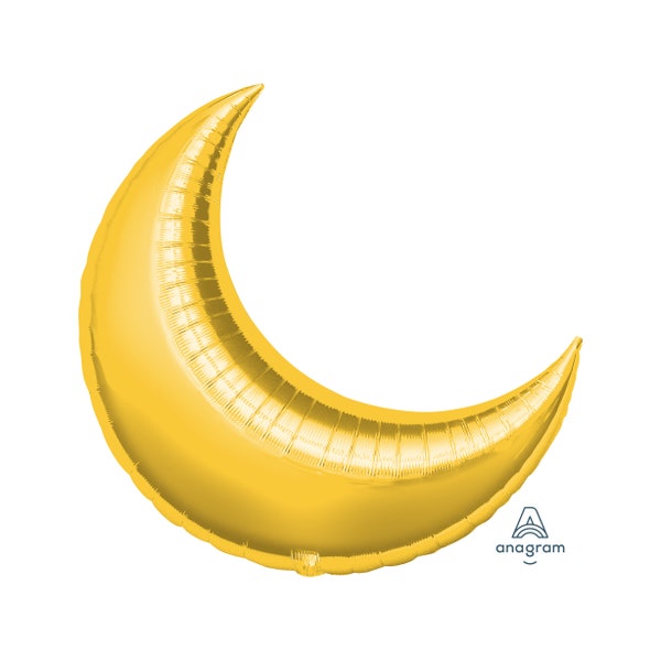 Large Gold Crescent Moon Balloon Foil Mylar 26", Baby Shower, Moon and Star, Gold Moon, Over the Moon, Engagement Party, Astronaut