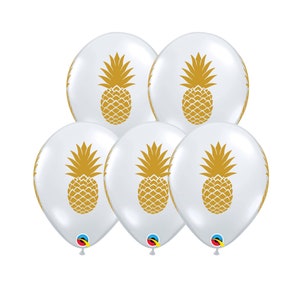 Five Pineapple Balloons Latex, Hawaiian Party, Birthday Luau Party, Beach Party, Aloha Party, Tropical Party, Flamingo, Pool Party Fun