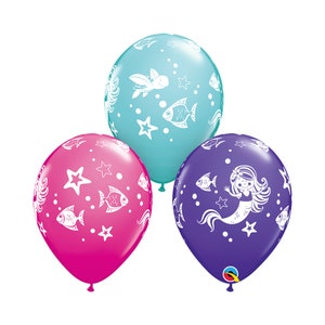 Five Mermaid Balloons Latex, Baby Shower Balloon, Fish Balloon, Mermaid Party, Mermaid Birthday Party, Ocean Party, Mermaid Decorations